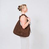Scrunch Shoulder Bag - Large, Dark Brown