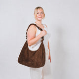 Scrunch Shoulder Bag - Large, Dark Brown