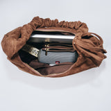 Scrunch Shoulder Bag - Large, Dark Brown