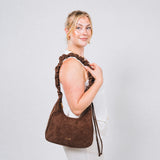 Scrunch Shoulder Bag - Small, Dark Brown
