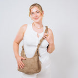 Scrunch Shoulder Bag - Small, Taupe