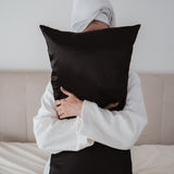 Satin Kopfkissenbezug Schwarz