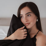 Satin Kopfkissenbezug Schwarz