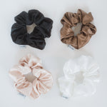 Claide Scrunchies Classic Bundle (4er-Pack) – Elegante Haaraccessoires aus Satin-Seide